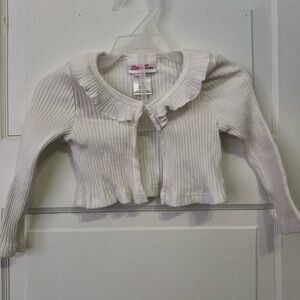 Little Lass White Ruffled Cardigan for Kids